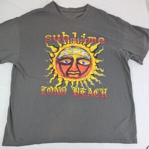 Sublime Long Beach Classic Band Sun Logo Taupe Grey Tee Shirt XL